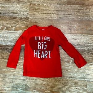 Carter’s just one you, Valentines, little girl big heart, long sleeve tee 2T